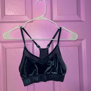 ❌SOLD❌teal velvet and mesh victoria’s secret pink bra